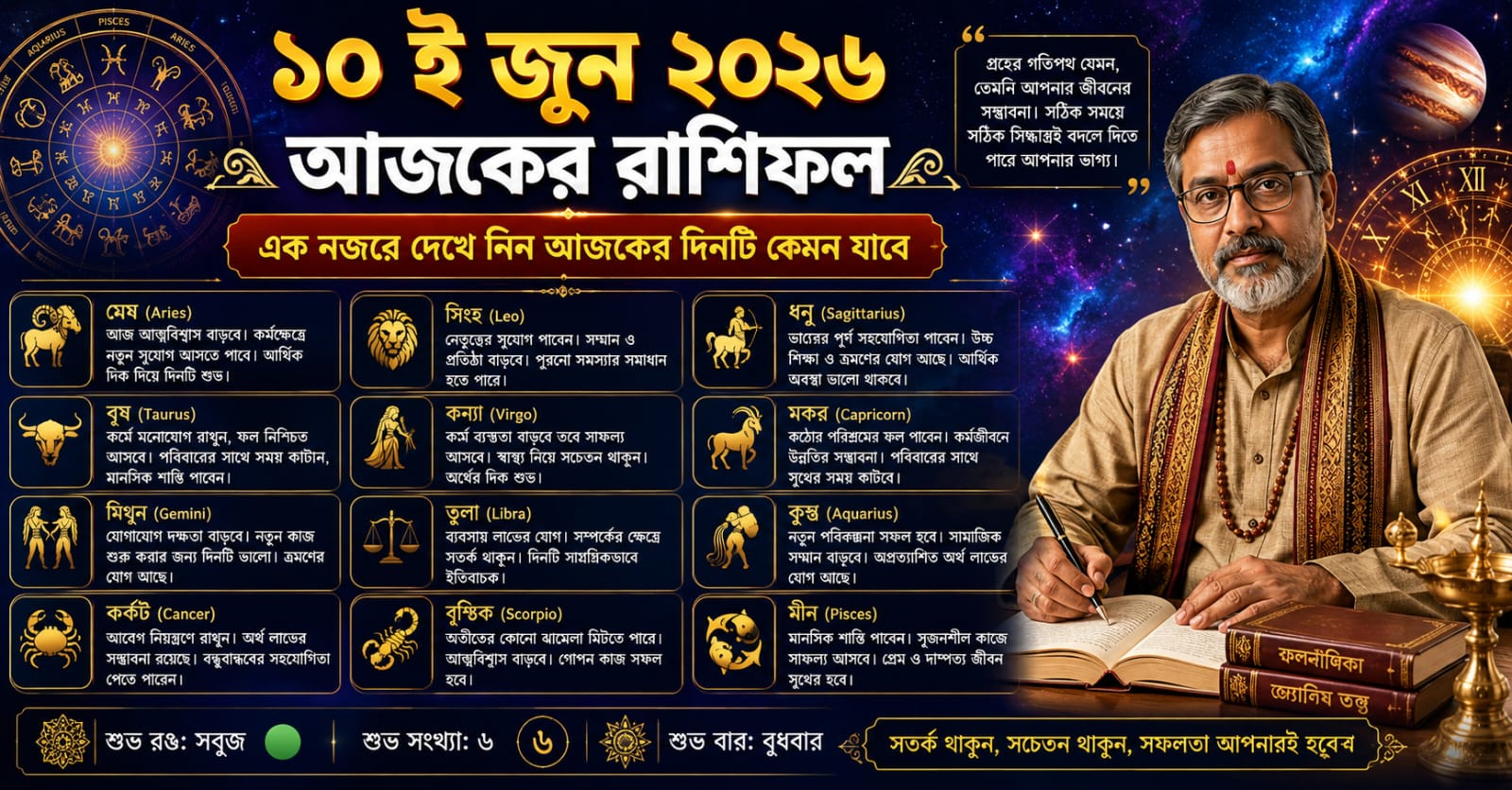 ১০ই জুন ২০২৬ আজকের রাশিফল