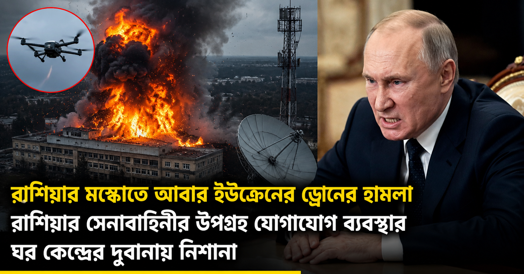 রাশিয়ার মস্কোতে ইউক্রেনে ডোনের হামলা